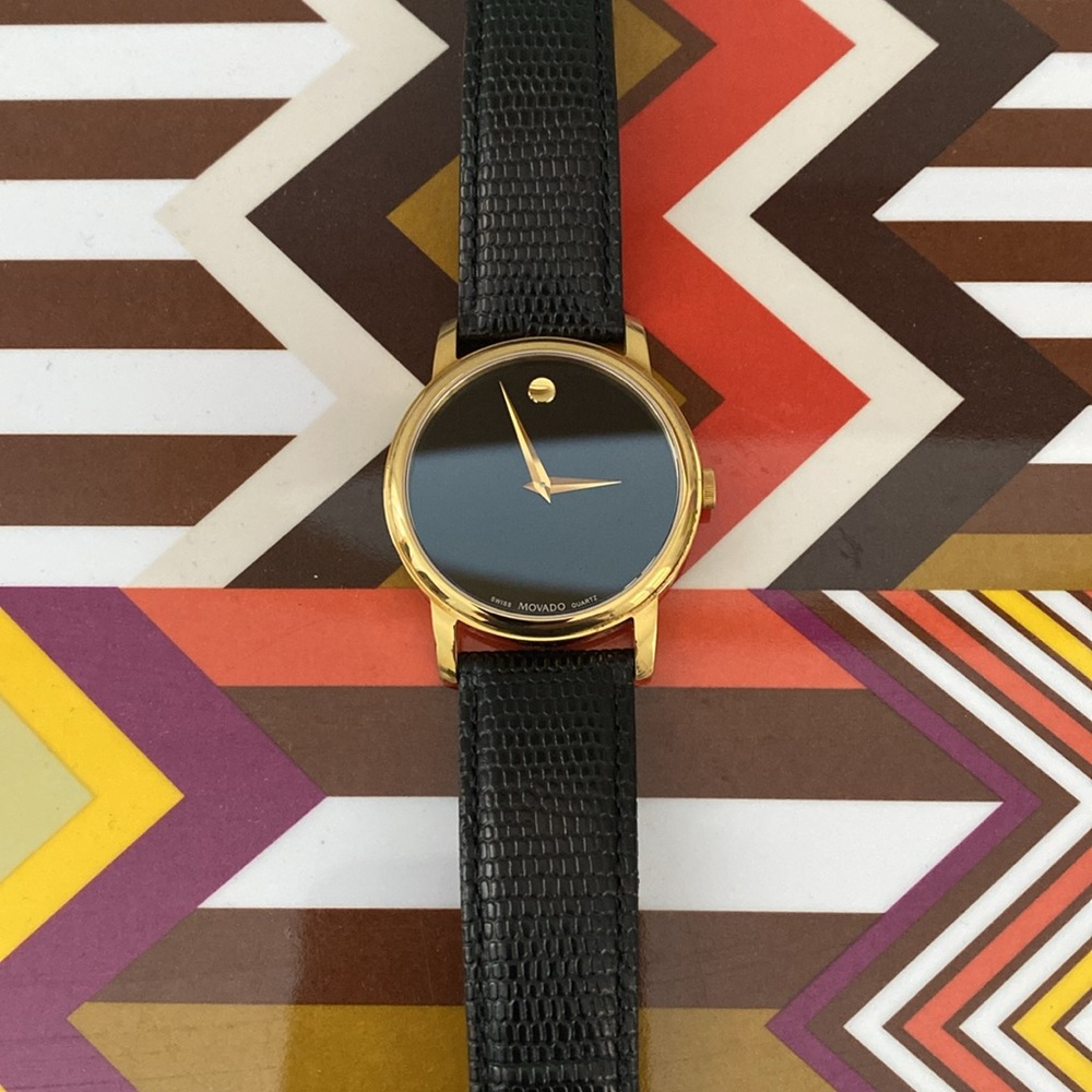 Movado Gold and Black Timepiece - Picture 2 of 7